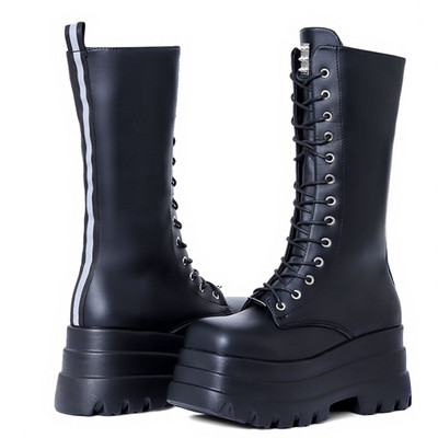 Lapolaka 2022 Hot Fashion Platform Boots Bieza Papēža Puszābaki Punk Goth Style Forši meiteņu zābaki Rudens Street Sieviešu zābaki Kurpes