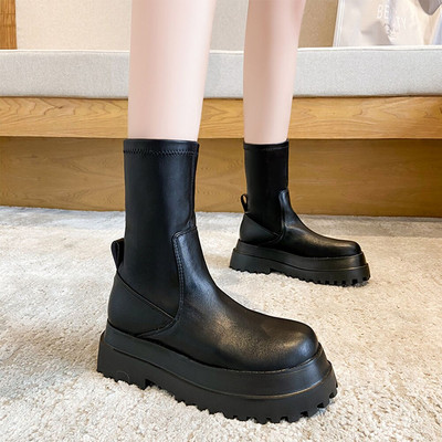 Lapolaka 2022 Hot Fashion Platform Boots Bieza Papēža Puszābaki Punk Goth Style Forši meiteņu zābaki Rudens Street Sieviešu zābaki Kurpes