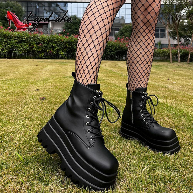 Lapolaka 2022 Hot Fashion Πλατφόρμα Μπότες με χοντρό τακούνι Μποτάκια Punk Goth στυλ Cool Girl Μπότες Φθινόπωρο Street Γυναικείες μπότες Παπούτσια