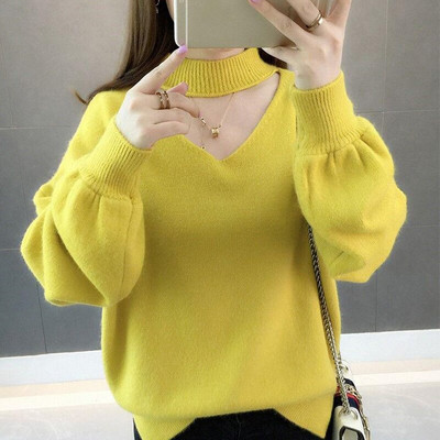 Το πουλόβερ με λαιμόκοψη V με λαιμόκοψη είναι λεπτό και απλό για τις μετακινήσεις Οι κυρίες μπορούν να φορέσουν γυναικείο στυλ έξω τον χειμώνα