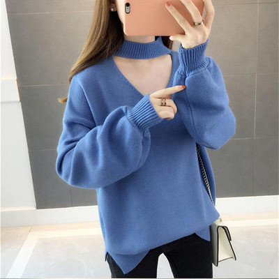 Το πουλόβερ με λαιμόκοψη V με λαιμόκοψη είναι λεπτό και απλό για τις μετακινήσεις Οι κυρίες μπορούν να φορέσουν γυναικείο στυλ έξω τον χειμώνα