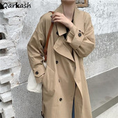 Trenčmētelis sieviešu elegants ciets vējjakas virsdrēbes Preppy modes korejiešu stila rudens vienkāršs sieviešu mētelis koledža universāls slinks