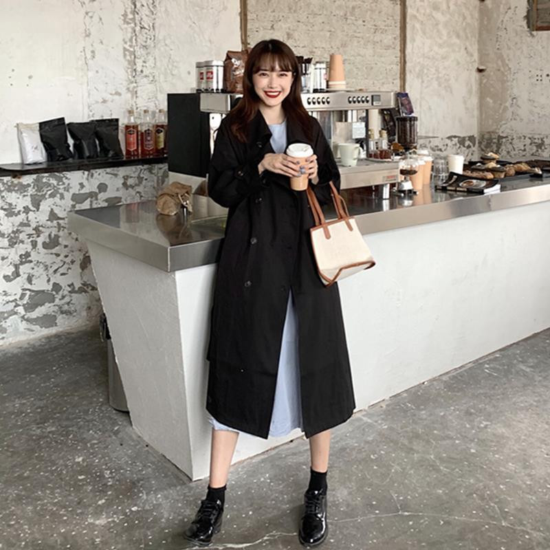 Trenč kaput Ženska elegantna jednobojna gornja odjeća s vjetrovkom Preppy modni korejski stil Jesen Jednostavan ženski kaput Sveučilišni univerzalni lijeni