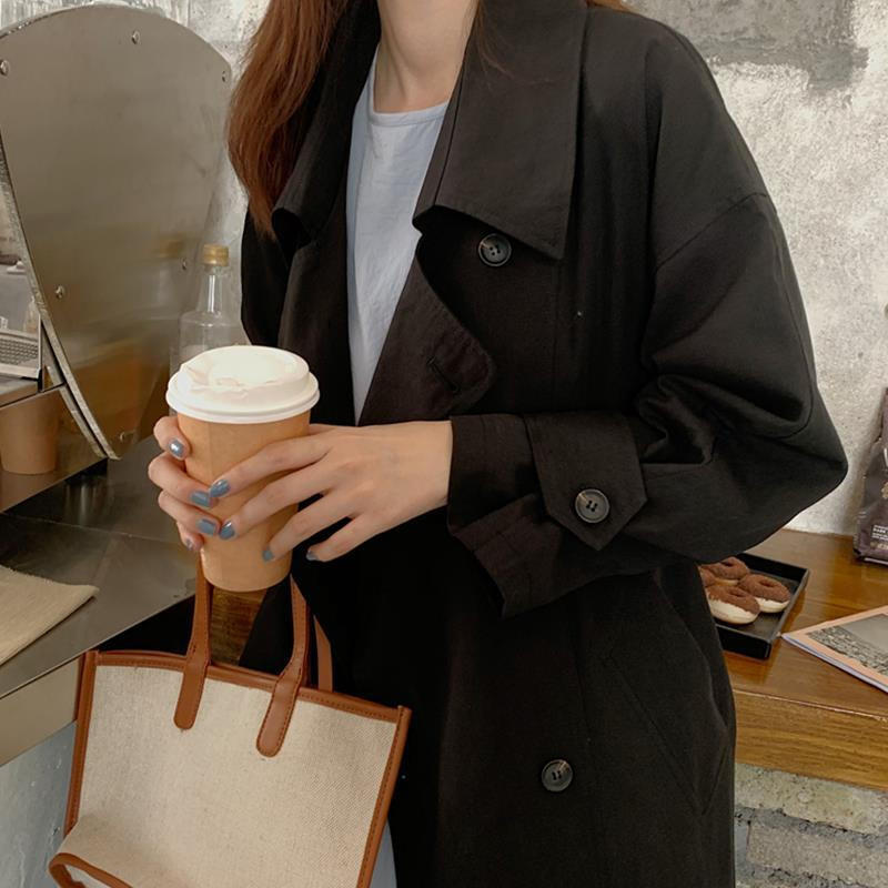 Trenč kaput Ženska elegantna jednobojna gornja odjeća s vjetrovkom Preppy modni korejski stil Jesen Jednostavan ženski kaput Sveučilišni univerzalni lijeni