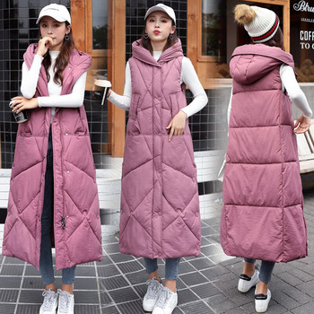2021 Νέα X-Long Hooded γιλέκα Parkas Fashion Χειμερινό τζάκετ Γυναικείο casual χοντρό βαμβακερό χειμερινό παλτό Γυναικείο ζεστό γιλέκο