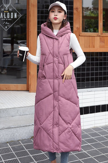 2021 Νέα X-Long Hooded γιλέκα Parkas Fashion Χειμερινό τζάκετ Γυναικείο casual χοντρό βαμβακερό χειμερινό παλτό Γυναικείο ζεστό γιλέκο