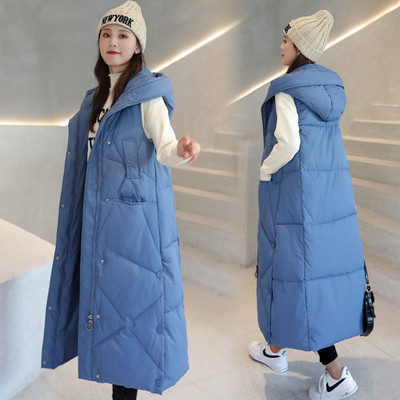 2021. g. Jaunas X garās vestes ar kapuci Parkas Modes ziemas jaka sievietēm ikdienišķa bieza dūnu kokvilnas ziemas jaka Sieviešu silta veste