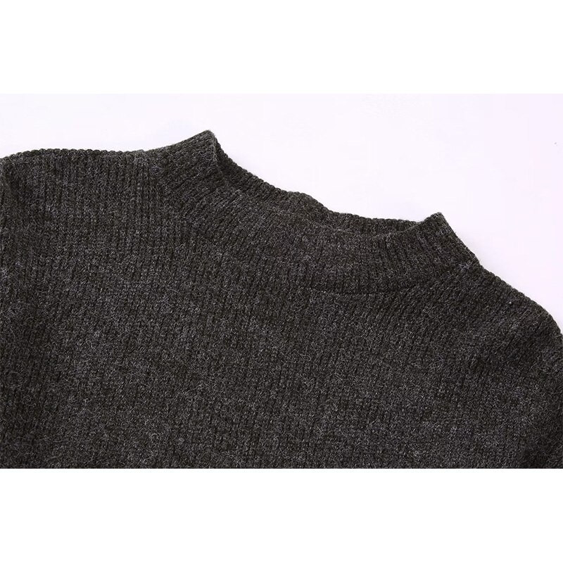 Ženska moda s draguljima s resama Mekani skraćeni pleteni pulover Vintage visoki izrez dugih rukava Ženski puloveri Chic Topovi