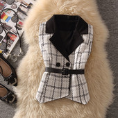 Sieviešu veste Eleganta biroja dāma Universāla korejiešu stila V veida kakla vilnas veste mēteļi Ikdienas topi Ziemas pavasara bezpiedurknēm bleizera vestes