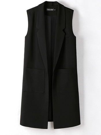 FTLZZ Summer New γυναικείο σιφόν πέτο μονόχρωμο μακρύ γιλέκο σακάκι Γυναικείο παλτό Γυναικείο ανοιξιάτικο χαλαρό αμάνικο κλασικό γιλέκο
