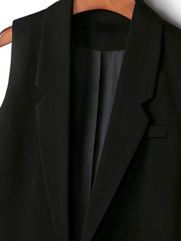 FTLZZ Summer New γυναικείο σιφόν πέτο μονόχρωμο μακρύ γιλέκο σακάκι Γυναικείο παλτό Γυναικείο ανοιξιάτικο χαλαρό αμάνικο κλασικό γιλέκο