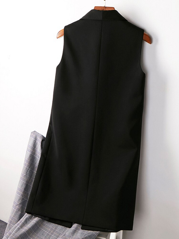 FTLZZ Summer New γυναικείο σιφόν πέτο μονόχρωμο μακρύ γιλέκο σακάκι Γυναικείο παλτό Γυναικείο ανοιξιάτικο χαλαρό αμάνικο κλασικό γιλέκο