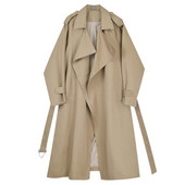 Γυναικεία μακρυά καμπαρντίνα casual με φύλλα Αγγλίας Γυναικείο αντιανεμικό 2022 Classic Chic Γυναικεία πανωφόρια Abrigo Mujer