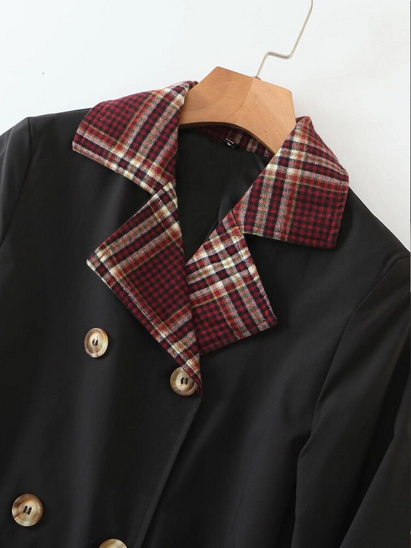 ZACK RAIN Ženska vjetrovka s dvostrukim kopčanjem s kontrastnim remenom i remenom 2022. Ženski kaput jesen/zima Elegantna široka ženska vanjska odjeća