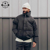 Divu līniju biezs parka ziemas mētelis vīriešiem āra jakas Hip Hop brīvi lielizmēra virsdrēbes Sieviešu vintage siltie topi Īss mētelis