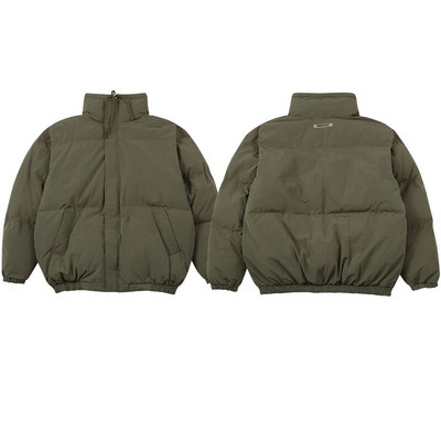 Divu līniju biezs parka ziemas mētelis vīriešiem āra jakas Hip Hop brīvi lielizmēra virsdrēbes Sieviešu vintage siltie topi Īss mētelis