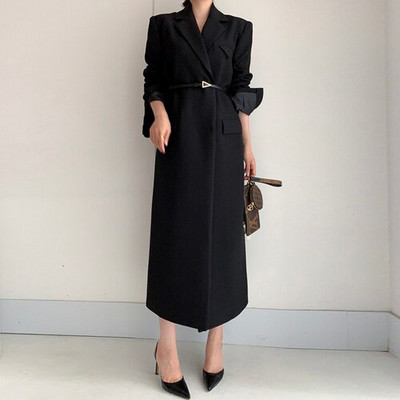 Zimska odjeća Ženski trenč kaput kaki šik s otvorenim izrezom Ulična odjeća Elegantna duga jakna Ženska jesenska nova poslovna vjetrovka