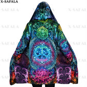 Hipiju psihodēliskas krāsas Trippy Print biezs, silts apmetnis vīriešu mētelis, vēja necaurlaidīgs vilnas apmetnis ar kapuci-10
