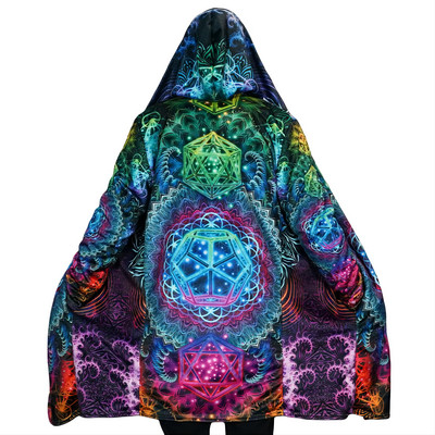 Hipiju psihodēliskas krāsas Trippy Print biezs, silts apmetnis vīriešu mētelis, vēja necaurlaidīgs vilnas apmetnis ar kapuci-10