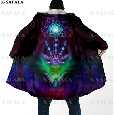 Hipiju psihodēliskas krāsas Trippy Print biezs, silts apmetnis vīriešu mētelis, vēja necaurlaidīgs vilnas apmetnis ar kapuci-10
