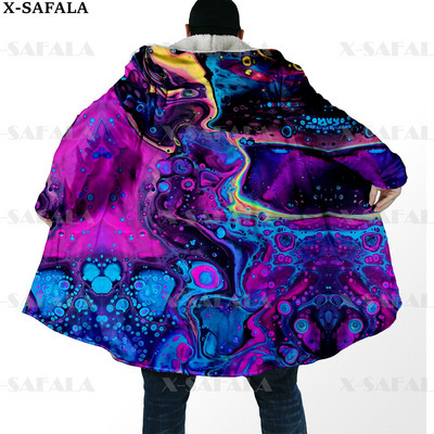 Hipiju psihodēliskas krāsas Trippy Print biezs, silts apmetnis vīriešu mētelis, vēja necaurlaidīgs vilnas apmetnis ar kapuci-10
