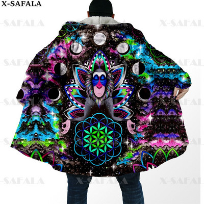 Hipiju psihodēliskas krāsas Trippy Print biezs, silts apmetnis vīriešu mētelis, vēja necaurlaidīgs vilnas apmetnis ar kapuci-10