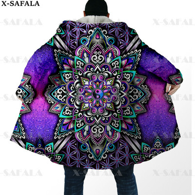 Hipiju psihodēliskas krāsas Trippy Print biezs, silts apmetnis vīriešu mētelis, vēja necaurlaidīgs vilnas apmetnis ar kapuci-10