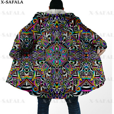 Hipiju psihodēliskas krāsas Trippy Print biezs, silts apmetnis vīriešu mētelis, vēja necaurlaidīgs vilnas apmetnis ar kapuci-10