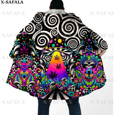 Hipiju psihodēliskas krāsas Trippy Print biezs, silts apmetnis vīriešu mētelis, vēja necaurlaidīgs vilnas apmetnis ar kapuci-10