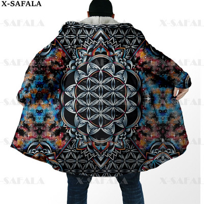 Hipiju psihodēliskas krāsas Trippy Print biezs, silts apmetnis vīriešu mētelis, vēja necaurlaidīgs vilnas apmetnis ar kapuci-10