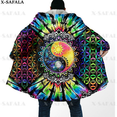 Hipiju psihodēliskas krāsas Trippy Print biezs, silts apmetnis vīriešu mētelis, vēja necaurlaidīgs vilnas apmetnis ar kapuci-10