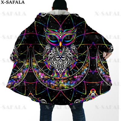 Hipiju psihodēliskas krāsas Trippy Print biezs, silts apmetnis vīriešu mētelis, vēja necaurlaidīgs vilnas apmetnis ar kapuci-10