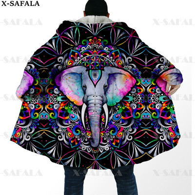 Hipiju psihodēliskas krāsas Trippy Print biezs, silts apmetnis vīriešu mētelis, vēja necaurlaidīgs vilnas apmetnis ar kapuci-10