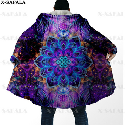 Hipiju psihodēliskas krāsas Trippy Print biezs, silts apmetnis vīriešu mētelis, vēja necaurlaidīgs vilnas apmetnis ar kapuci-10