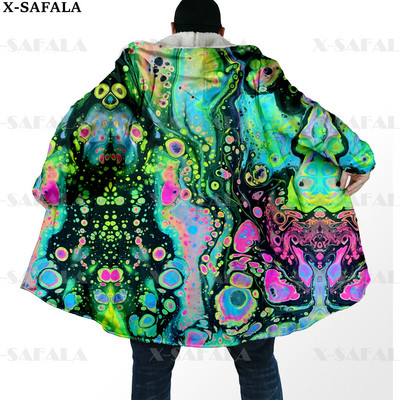 Hipiju psihodēliskas krāsas Trippy Print biezs, silts apmetnis vīriešu mētelis, vēja necaurlaidīgs vilnas apmetnis ar kapuci-10