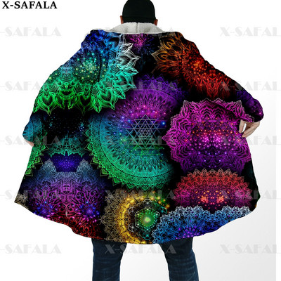 Hipiju psihodēliskas krāsas Trippy Print biezs, silts apmetnis vīriešu mētelis, vēja necaurlaidīgs vilnas apmetnis ar kapuci-10