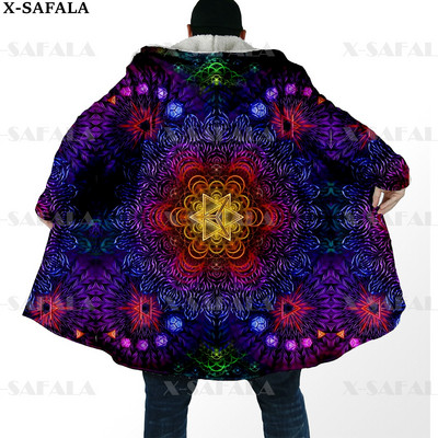 Hipiju psihodēliskas krāsas Trippy Print biezs, silts apmetnis vīriešu mētelis, vēja necaurlaidīgs vilnas apmetnis ar kapuci-10