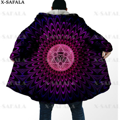 Hipiju psihodēliskas krāsas Trippy Print biezs, silts apmetnis vīriešu mētelis, vēja necaurlaidīgs vilnas apmetnis ar kapuci-10