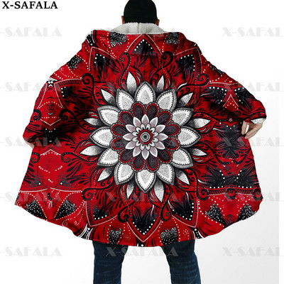 Hipiju psihodēliskas krāsas Trippy Print biezs, silts apmetnis vīriešu mētelis, vēja necaurlaidīgs vilnas apmetnis ar kapuci-10