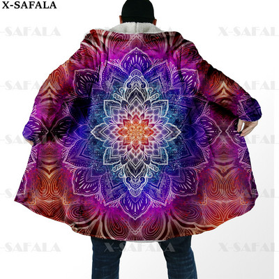 Hipiju psihodēliskas krāsas Trippy Print biezs, silts apmetnis vīriešu mētelis, vēja necaurlaidīgs vilnas apmetnis ar kapuci-10