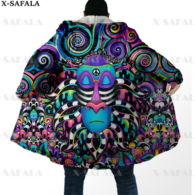 Hipiju psihodēliskas krāsas Trippy Print biezs, silts apmetnis vīriešu mētelis, vēja necaurlaidīgs vilnas apmetnis ar kapuci-10