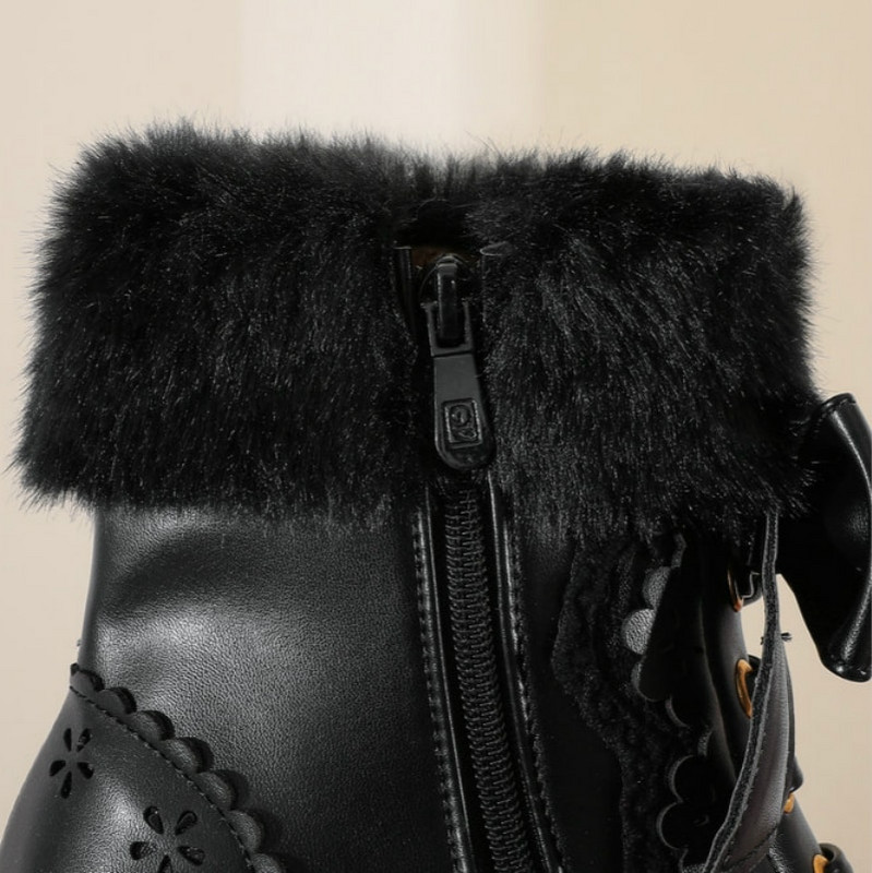 Χειμερινές μπότες για κορίτσια Lolita Ροζ γυναικεία δερμάτινα παπιγιόν με κόμπο πεταλούδα Υπέροχες γυναικείες στολές JK ιαπωνικά παπούτσια γάμου Cosplay Party