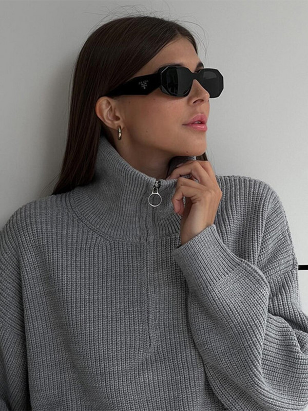 Πλεκτά πουλόβερ μαλακά μεταλλικά φερμουάρ 2022 Γυναικεία φθινοπωρινά χοντρά γυναικεία πουλόβερ μεγάλου μεγέθους