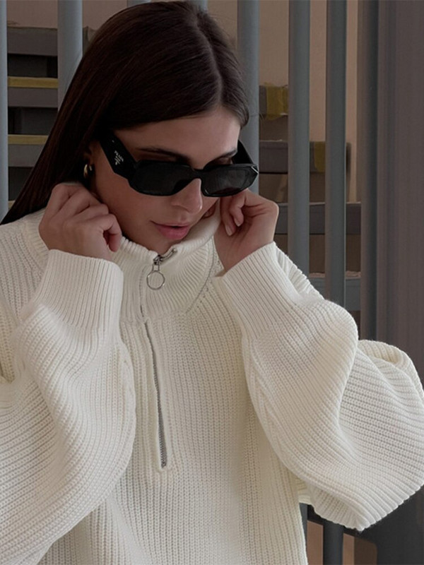 Πλεκτά πουλόβερ μαλακά μεταλλικά φερμουάρ 2022 Γυναικεία φθινοπωρινά χοντρά γυναικεία πουλόβερ μεγάλου μεγέθους