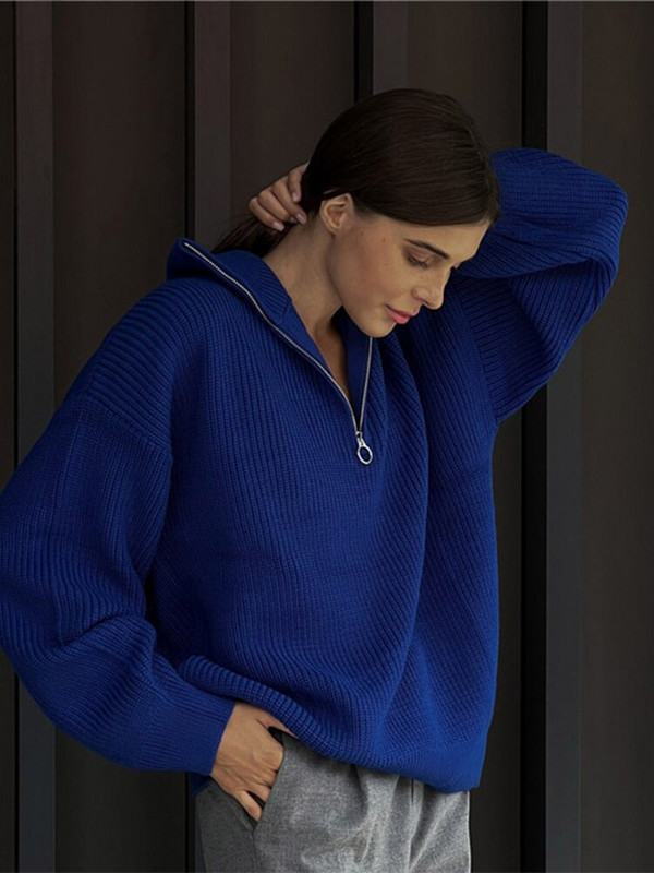 Πλεκτά πουλόβερ μαλακά μεταλλικά φερμουάρ 2022 Γυναικεία φθινοπωρινά χοντρά γυναικεία πουλόβερ μεγάλου μεγέθους