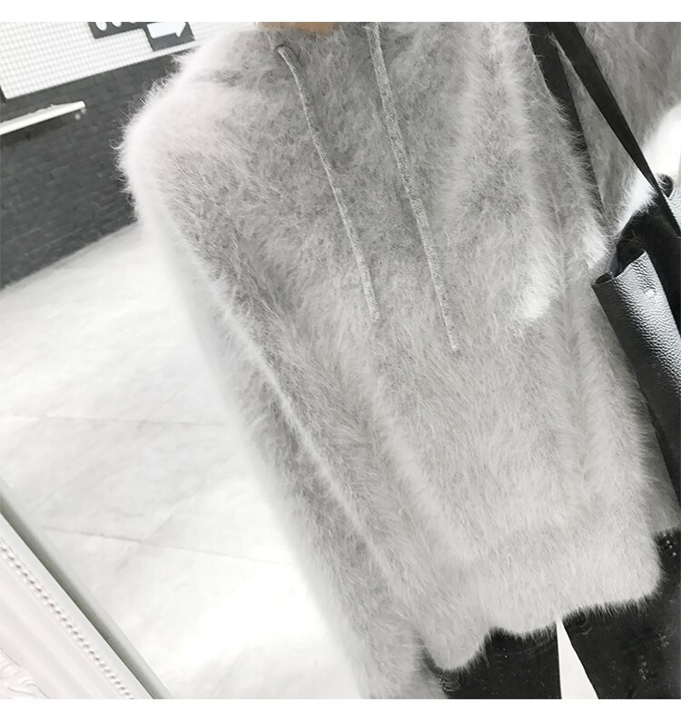 Vrhunska modna jakna od mekanog kašmira od čistog nerca za 2019. s kapuljačom i uzicama, puloveri od pravog nerca od kašmira tbsr291