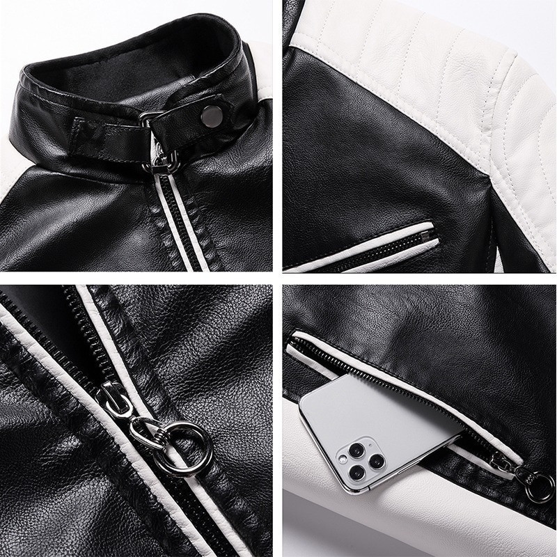 MJNONG Muška jesenska nova kauzalna vintage kožna jakna Muška proljetna odjeća Motociklistički dizajn PU kožna jakna s džepovima Muška