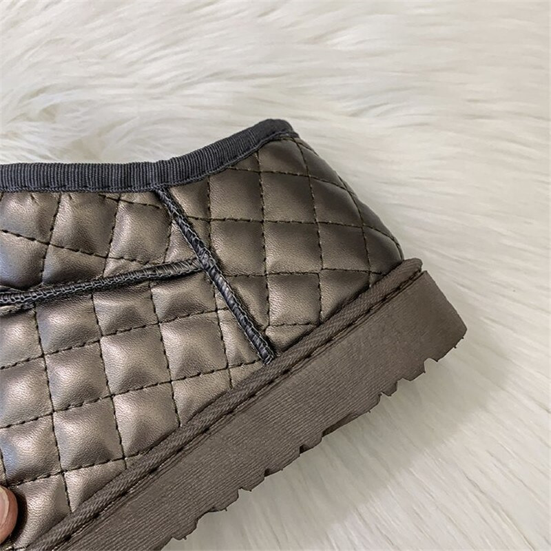 Gležnjače za snijeg od PU kože 2019. Modne plišane ženske zimske tople cipele Čizme za snijeg Ravne udobne natikače Ležerne ženske cipele