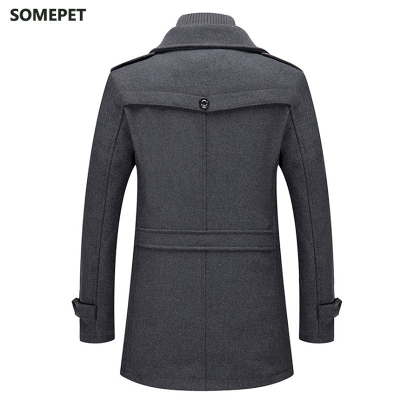 Novi muški kaputi od mješavine vune, jesen, zima, jednobojni, otporni na hladnoću, muški vuneni kaput s dvostrukim ovratnikom, ležerni trenč kaput, muškarci