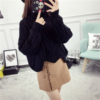 Džemperi ar bruņurupuču apkakli Sieviešu Korejas koledžas Solid Silts Estētisks 2022 Vintage Mājīgs Sieviešu All Match Vienkāršs ziemas tops ar garām piedurknēm